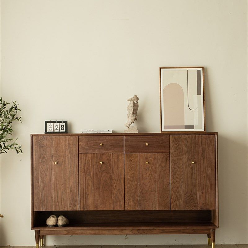 北欧实木黑胡桃木大容量鞋柜门厅玄关隔断柜日式简约进门实木柜,住宅家具,鞋柜,淘宝优惠券,粉丝福利购,淘宝优惠卷