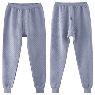 高腰保暖裤 纯棉薄款 爸爸三层薄棉裤 夹棉厚秋裤 大码 长裤 中老年男士