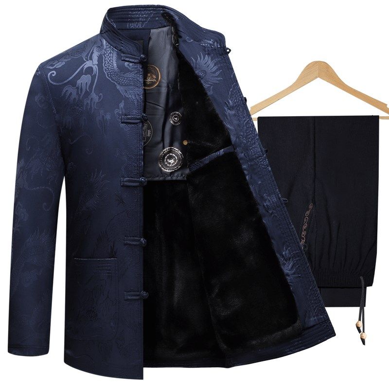 中老年人男士加绒加厚唐装男爸爸冬季棉服外套中国风爷爷棉衣套装,男装,唐装,淘宝优惠券,粉丝福利购,淘宝优惠卷