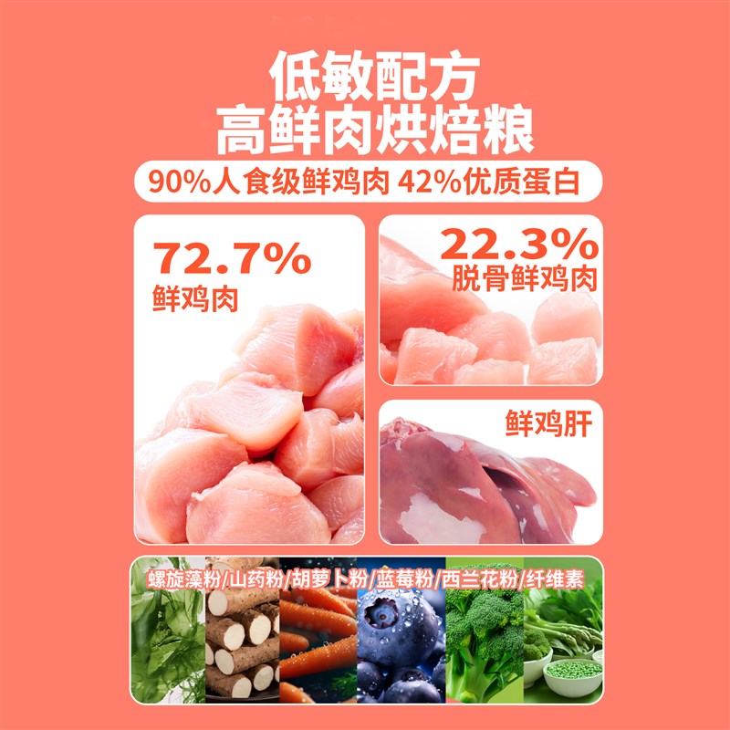 质宠C42全价低温烘焙猫粮90%鲜肉低敏无谷42%高蛋白幼猫成猫粮