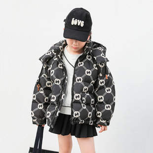 女童羽绒服加厚23新款连帽中大童装羽绒服外套亲子装羽绒服母女装