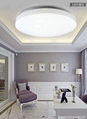 简约led吸顶灯 卧室灯 阳台灯过道灯全白圆形中性光110V-220V灯饰