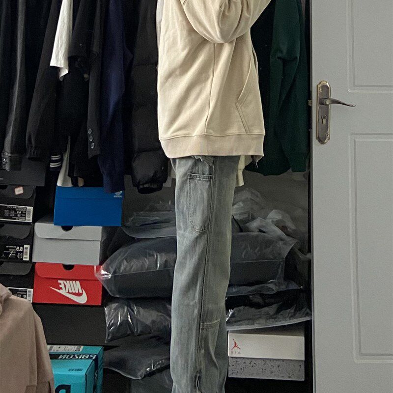 设计款黄泥做旧牛仔裤男vibe风美式高阶堆积重磅裤子拼接复古潮男,男装,牛仔裤,淘宝优惠券,粉丝福利购,淘宝优惠卷