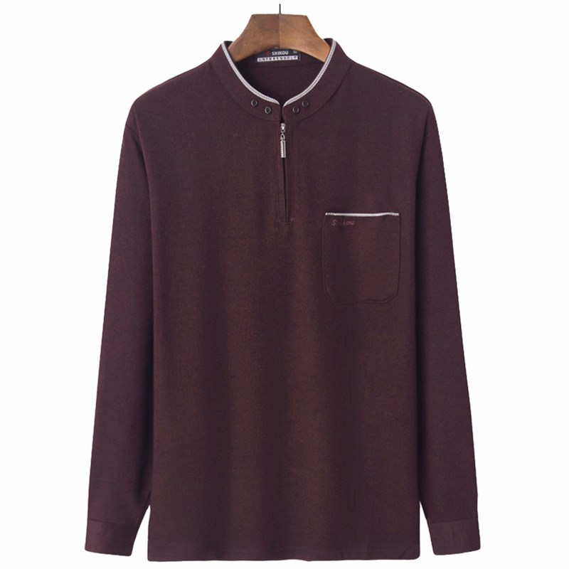 爸爸装秋装中老年男长袖t恤40-50岁立领老人打底衫宽松爷爷卫衣