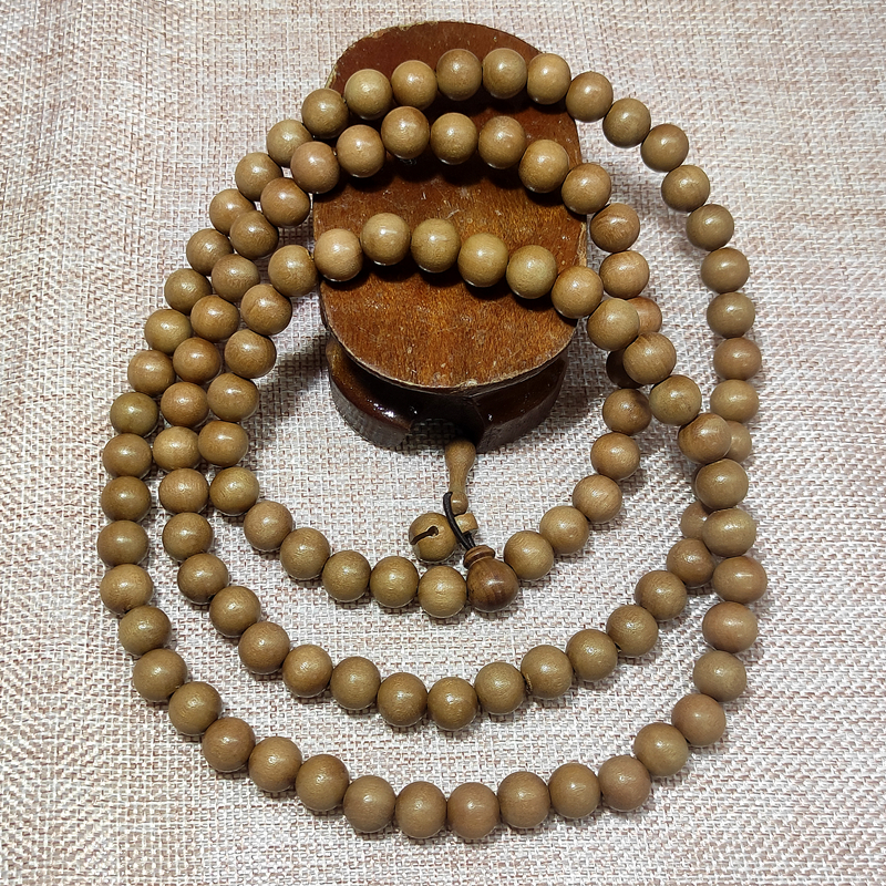 108颗佛珠桃木手链桃树原木圆雕饰品文玩手串桃树木雕原木雕刻
