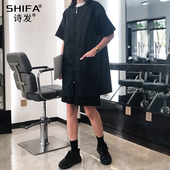 理发店围裙发廊专用高档剪发烫染理发师助理工作服防碎发透气夏