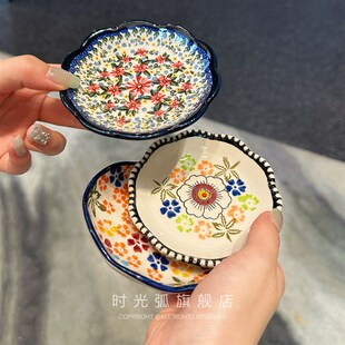 *老板娘用韩式波兰风*中古小碟子家用陶瓷调味料碟蘸料碟创意菜碟