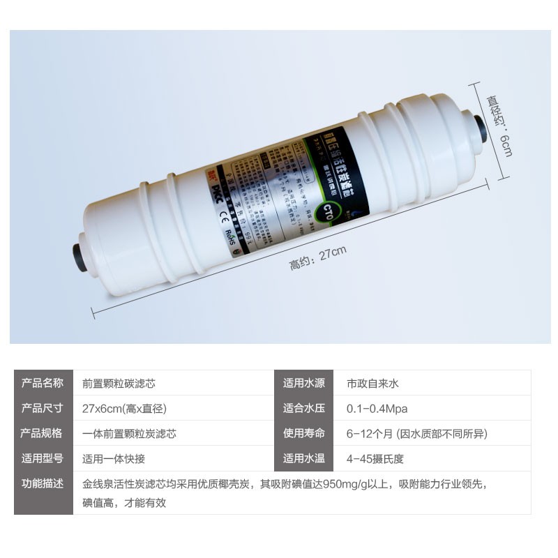 鲁跃 一体化CTO压缩活性炭 净水器烧结精密活性炭 纯水机滤芯