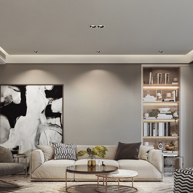 飞时代嵌入式窄边框头三头射灯防眩方形射灯客厅led无灯筒灯