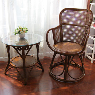 印尼藤阳台转椅家用藤椅三件单人真腾休闲桌椅