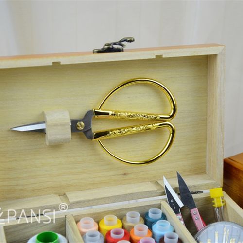 盘丝香樟木实木针线盒古典风针线装缝纫线手缝家用针线木盒