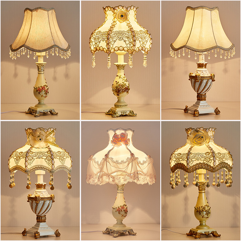 欧式台灯卧室床头灯复古红色简约现代创意浪漫小奢华公主结婚婚房