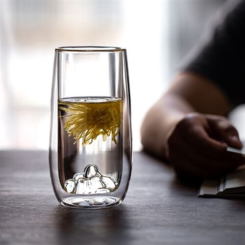 层观山杯隔热杯泡龙井绿茶杯茶杯子茶杯