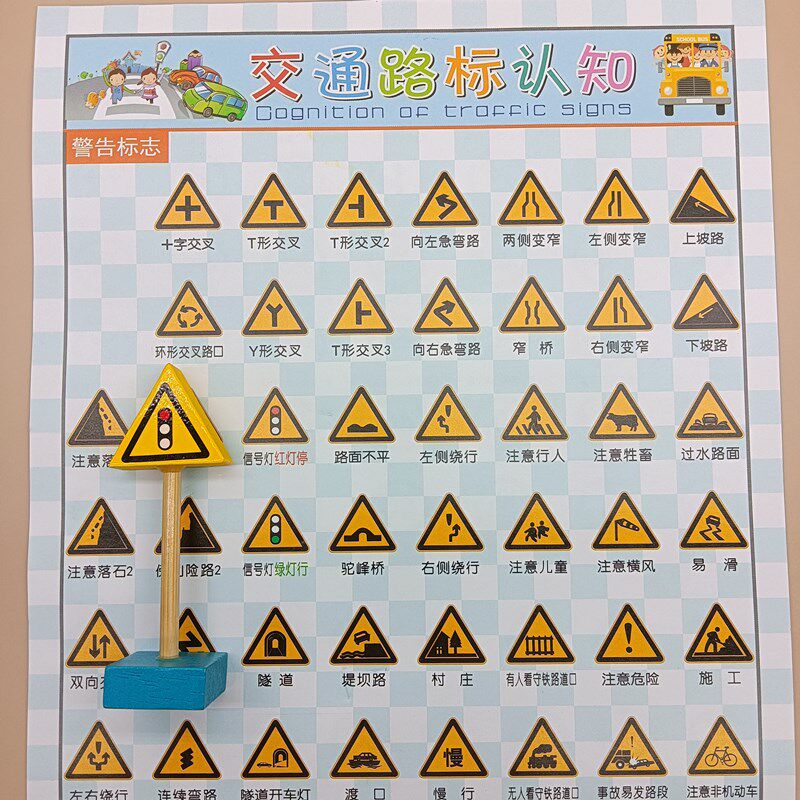 儿童交通标志标识指示牌小中班益智区幼儿园大班建构区域材料
