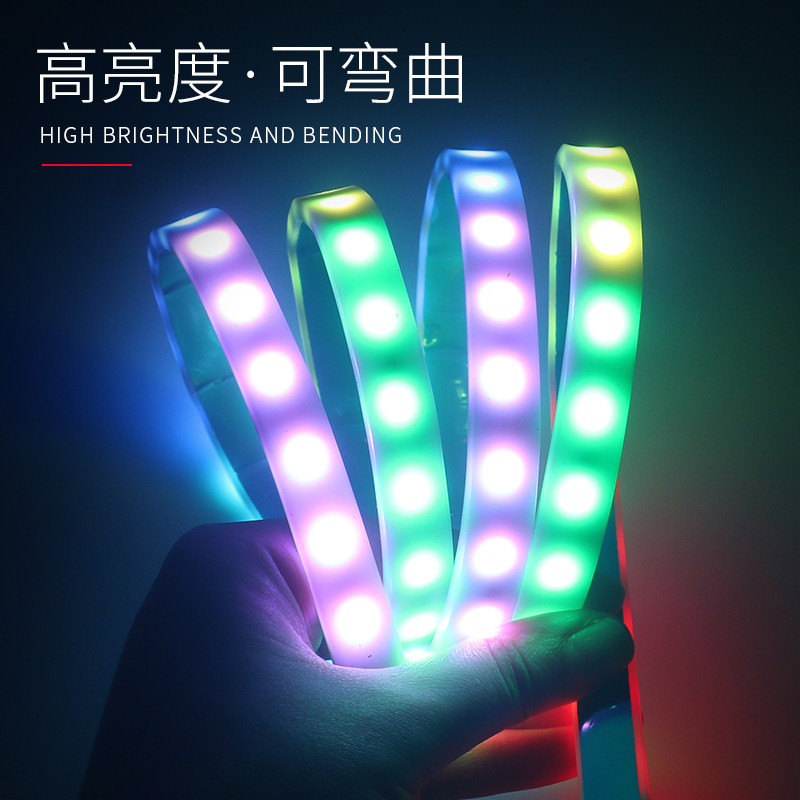 七彩流光尾箱灯跑马led流水转向灯刹车灯七彩改装后备箱装饰灯带