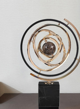 欧式大理石地球仪家居摆件创意美式客厅书房酒柜办公室桌面装饰品