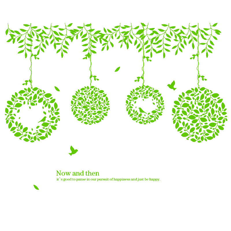 田园清新花盆吊篮服装店铺橱窗玻璃贴客厅沙发电视背景墙装饰贴画