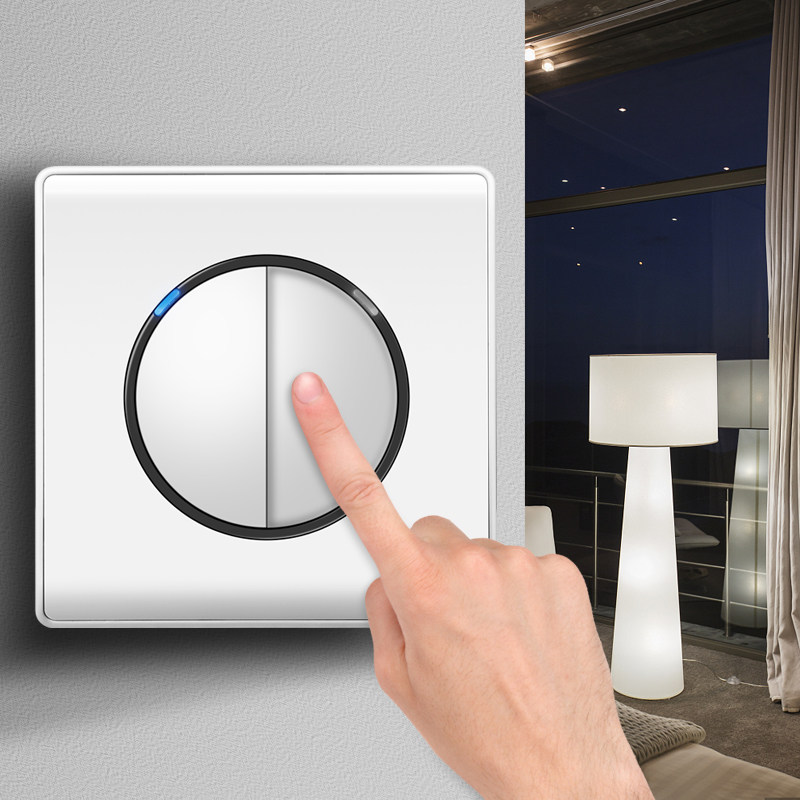 白色点开关插座家用面板单开暗装 86带LED五孔usb插座16a墙壁插座