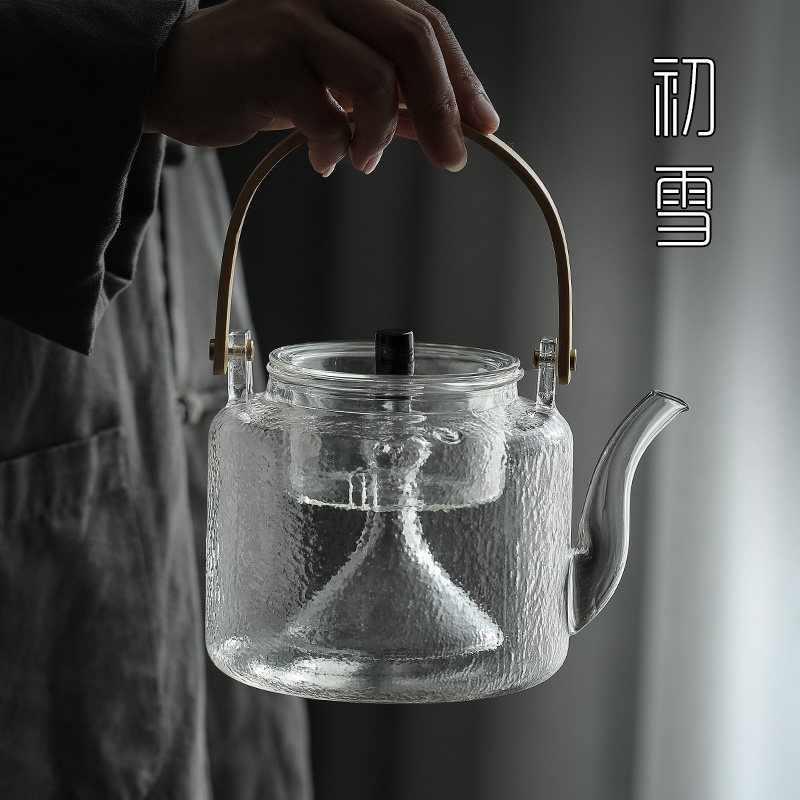 锤纹玻璃蒸煮茶壶两用电陶炉专用功夫茶煮茶器专用烧水泡茶茶具