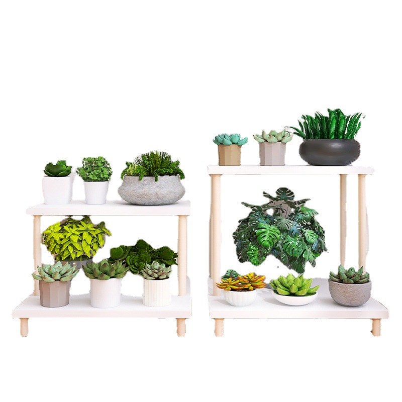 绿萝白色多层实木腿花架室内飘窗置物架阶梯阳台多肉花架子落地式