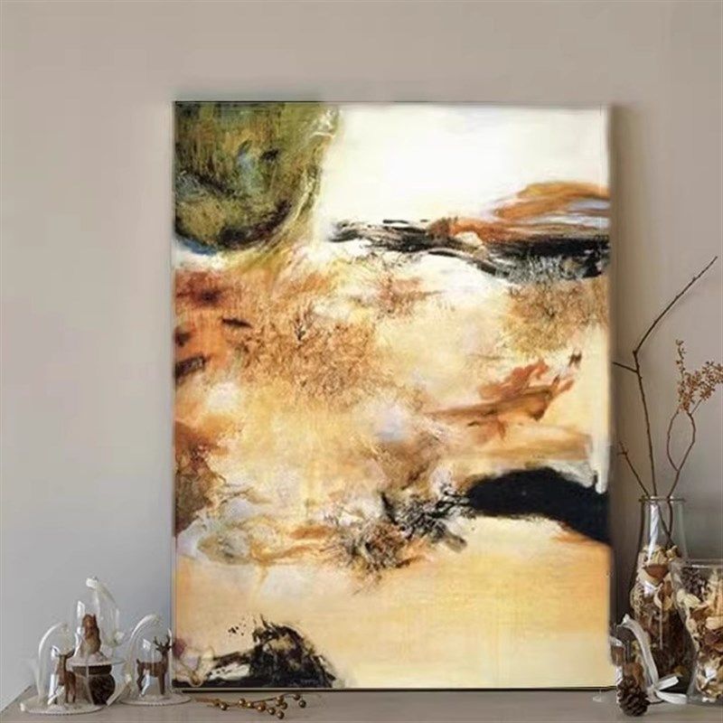 赵无极临摹抽象油画客厅玄关画轻奢风挂画样板房酒店设计师大堂画