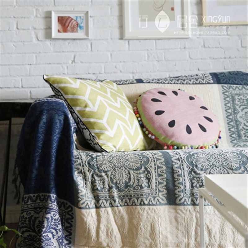 尼泊尔风情沙发巾全盖布单三人防滑美式沙发罩套针织布艺休闲毯子