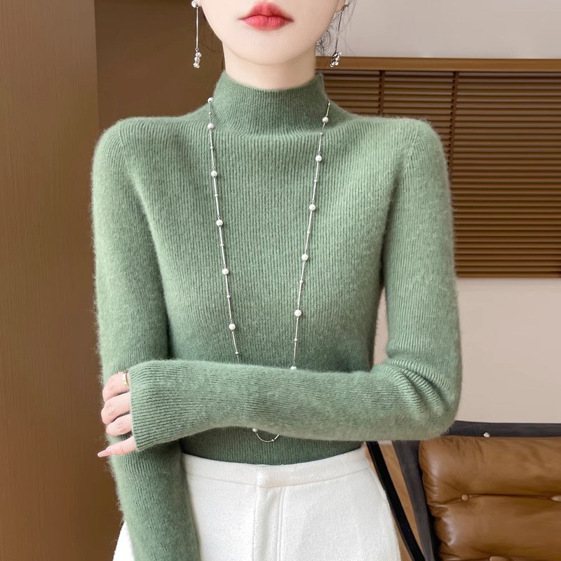 半高领加厚打底衫女2024秋冬新款时髦配大衣修身内搭超保暖针织衫