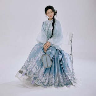 明制汉服成人新中式 月渺境 女2025新款 马面裙套装 半身裙 清波灵鱼