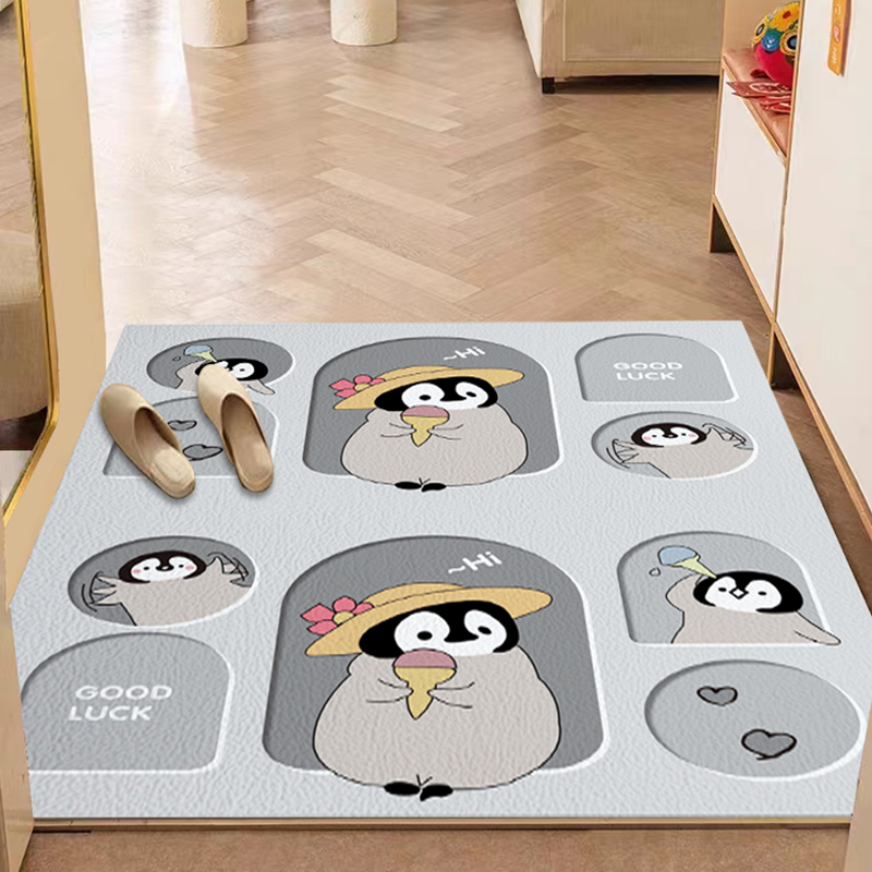 入户门皮革地垫玄关进门门口卡通家用脚垫PVC皮革可擦洗防滑垫子