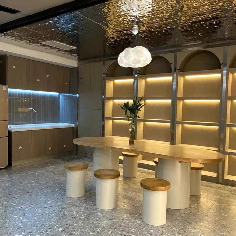 北欧实木圆桌面实木会议桌办公桌纯手工餐桌长桌实木餐桌简约书桌