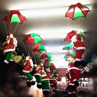 圣诞老人降落伞装饰品 圣诞老人爬绳挂件 跳伞圣诞老人吊顶装饰