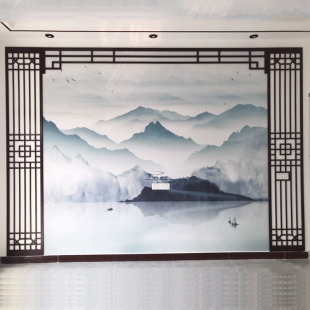 PVC镂空雕花新中式 电视背景墙花格影视墙通花板吊顶隔断玄关仿古