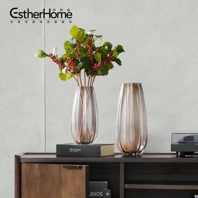 简约美式水培玻璃插花花瓶摆件 家居客厅餐厅电视柜台面花艺套装