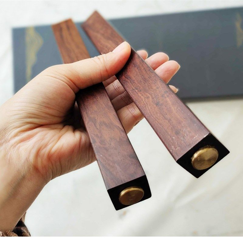 更细致工艺实木黄铜镇尺高端礼盒装文房四宝收藏送礼小巧镇纸压纸