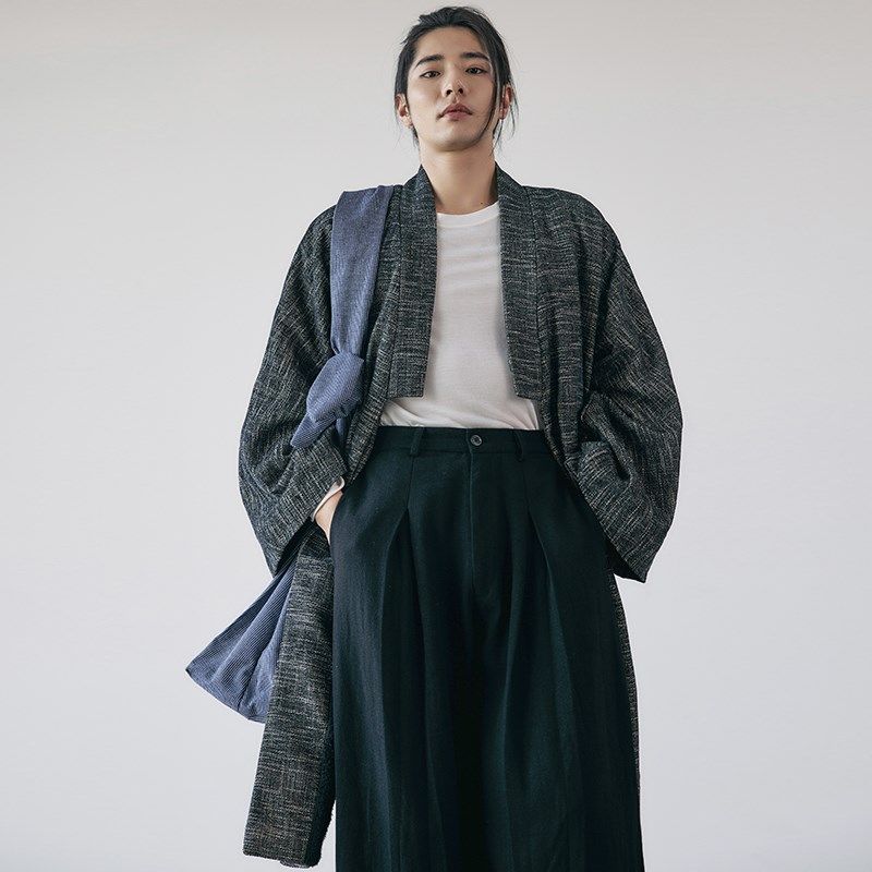 本相织物中国风加厚加绒长款大衣 汉服改良设计感廓形男女外套冬