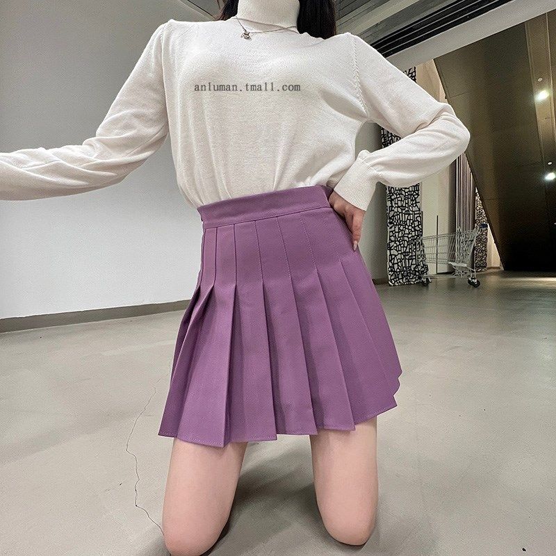 火龙果百褶裙女夏短款高腰a字显瘦玫红色短裙春秋西装面料半身裙