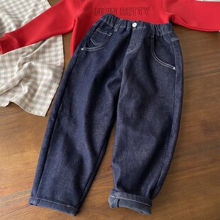 高含棉&软软的 宽松版型男童加绒牛仔裤 一体绒 秋冬加厚长裤棉裤