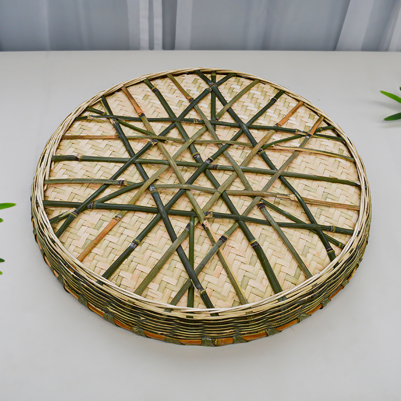 竹制品竹编大簸箕无孔有孔竹筛子家用干货晾晒 竹圆簸箕 绘画装饰