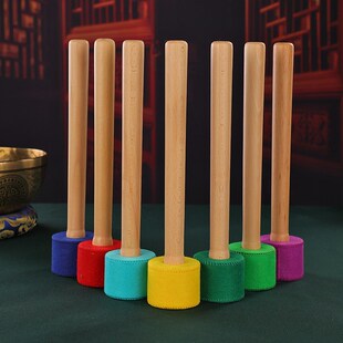 颂钵锤棒钵槌转经棒音疗钵配件吸盘满月钵羊毛毡敲棒铜钵木棒皮棒