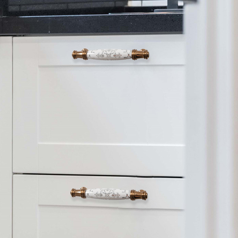 玛德堡轻奢金银色陶瓷抽屉柜门拉手橱柜衣柜欧式简约美式柜门把手