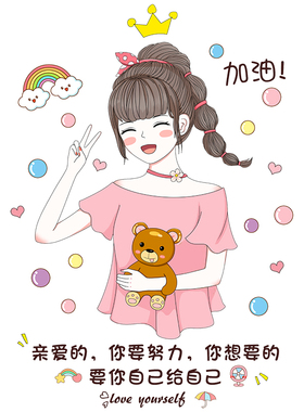创意卡通门贴纸自粘墙壁纸卧室装饰墙壁贴画网红女孩儿童房间布置