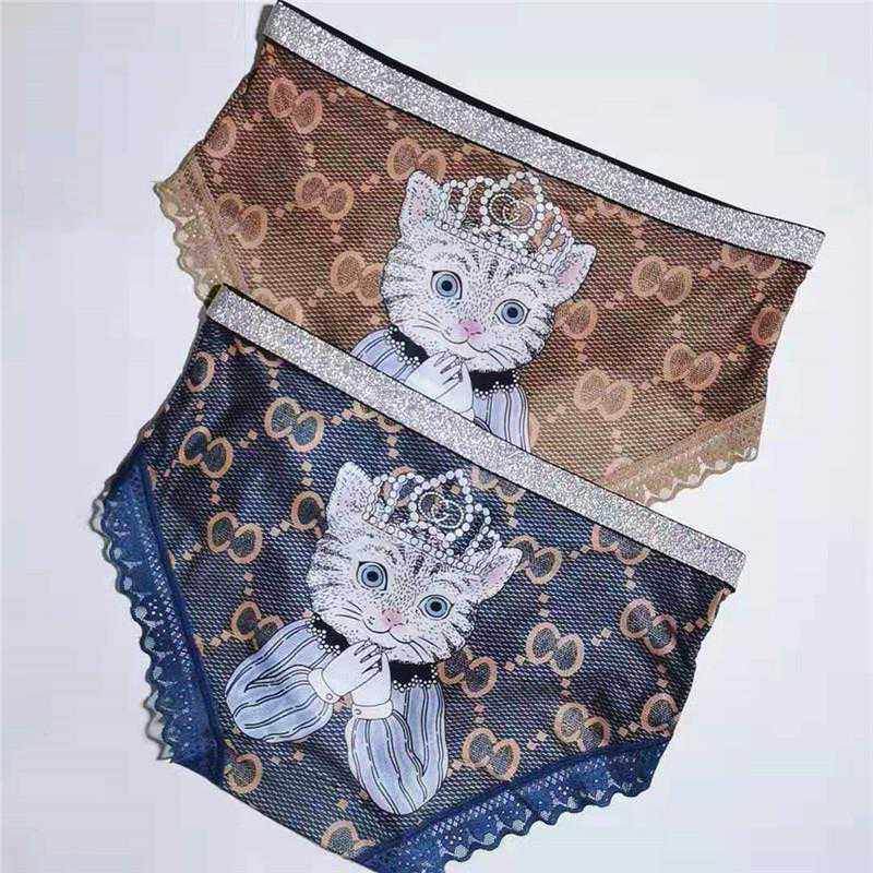 女士内裤网纱蕾丝卡通数码印猫咪可爱中腰包臀高弹棉裆三角裤底裤,女士内衣/男士内衣/家居服,女三角裤,淘宝优惠券,粉丝福利购,淘宝优惠卷