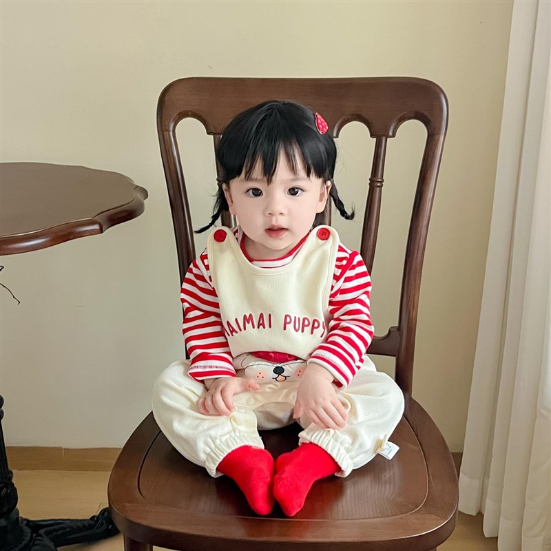 婴儿衣服春装连体衣男宝女孩春季周岁礼服背带裤分体套装一岁爬服