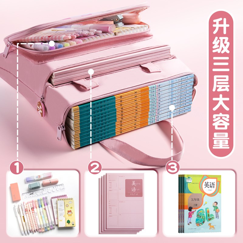 补习袋书包手提袋拎书袋小学生用女童男孩文件袋帆布美术袋补习班