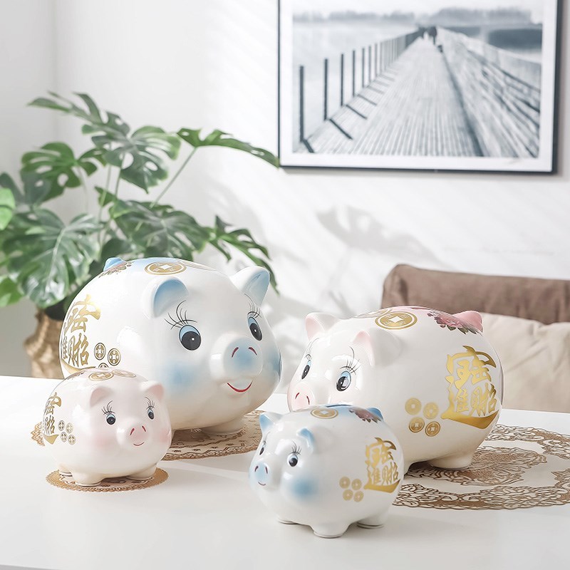 2020新款陶瓷猪网红存钱罐只进不出创意通用女储蓄罐不可取大容量