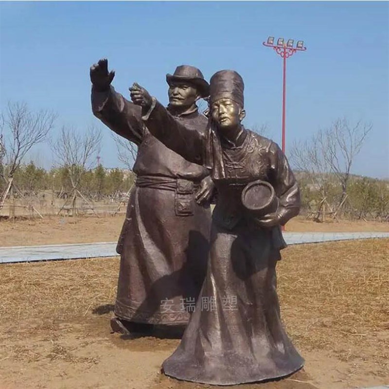 玻璃钢仿铜晨练人物铸铜打太极健身摆放户外广场园林小区景观定做