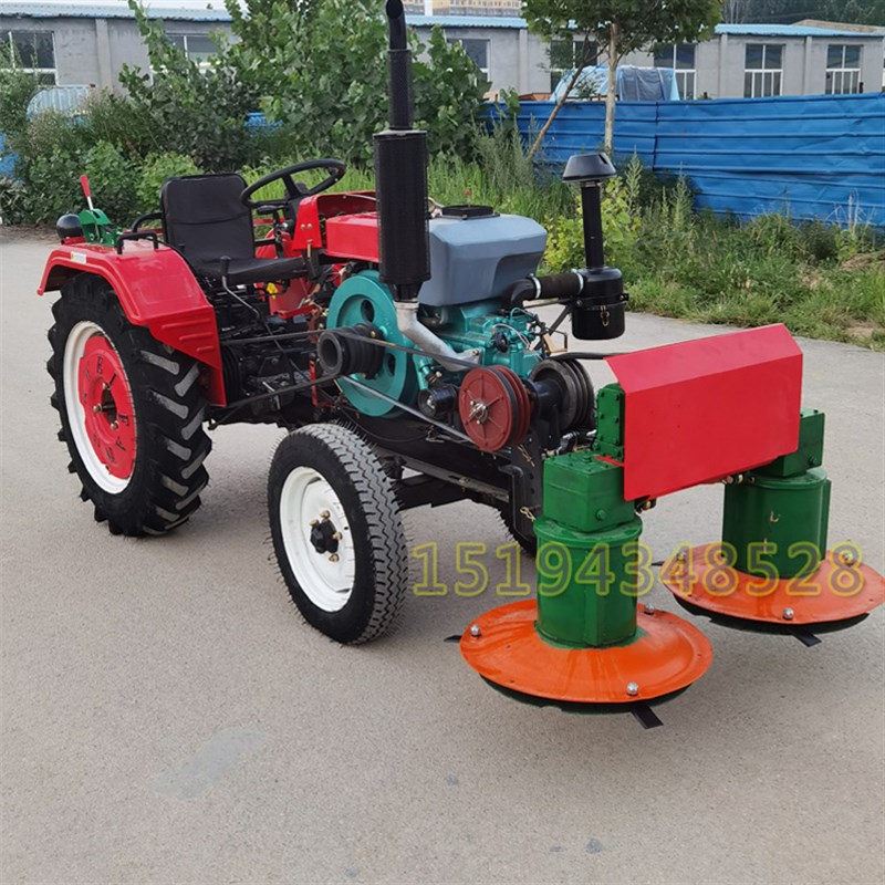 单缸拖拉机带前置圆盘割草机苜蓿艾草牧草收割机单双圆盘割草机
