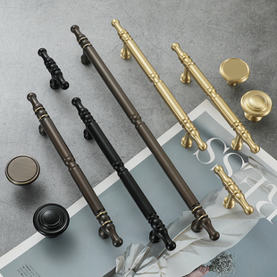 法式纯铜柜门拉手古铜色简约北欧实木衣柜橱柜抽屉柜子门把手黄铜