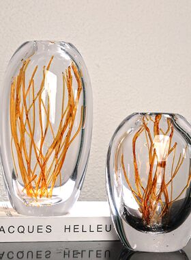 琉璃艺术透明摆件轻奢酒店玄关餐桌样板房客厅电视柜桌面极简摆设