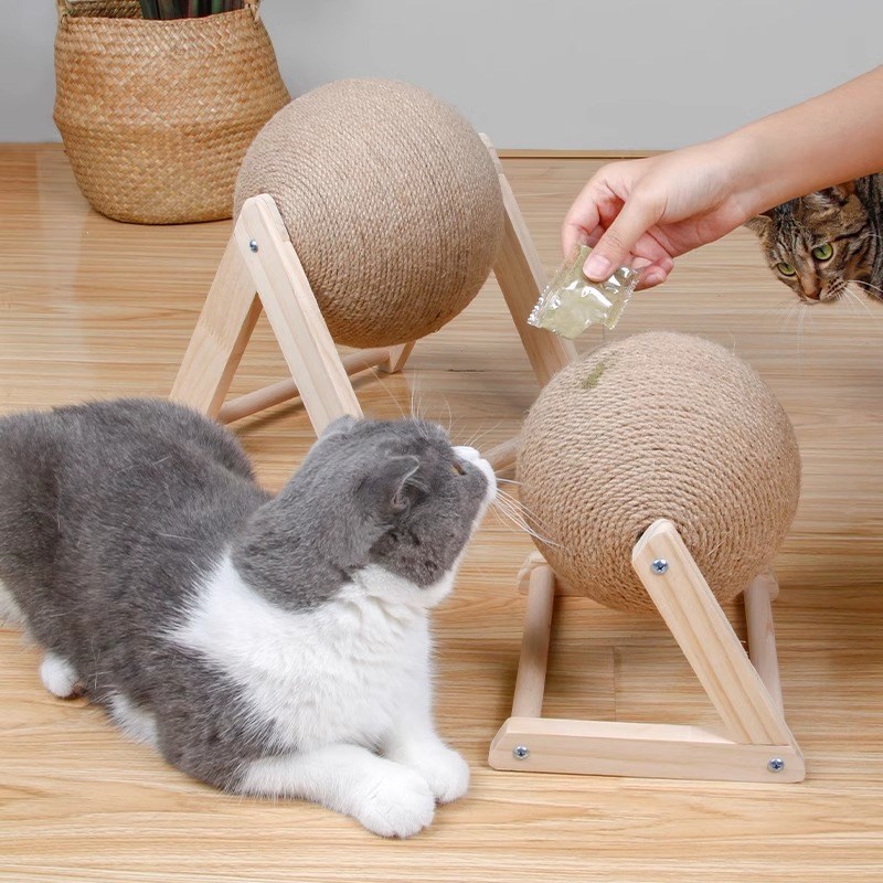 猫抓板剑麻球 立式特大号剑麻猫抓球 逗猫棒磨牙耐咬磨爪解闷玩具